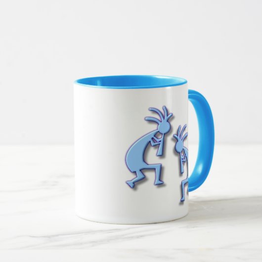 Light Blue Kokopelli Mok (Voorkant rechts)