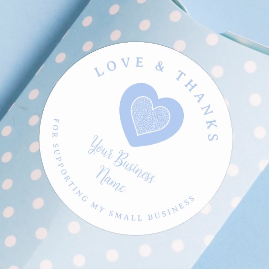 Light Blue Lace Heart Love & Thanks Supporting Ronde Sticker