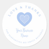 Light Blue Lace Heart Love & Thanks Supporting Ronde Sticker (Voorkant)