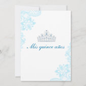 Light Blue Lace Quinceanera-uitvindingen Kaart (Achterkant)