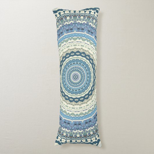 Light Blue Lavender Mandala Lichaamskussen (Voorkant Verticaal)