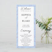 Light Blue Leaves en Foliage Wedding Programme (Staand voorkant)