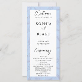 Light Blue Leaves en Foliage Wedding Programme