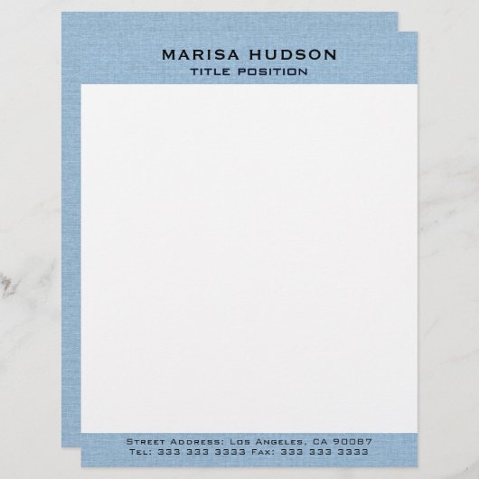 Light blue Linen Fabric Texture Briefhoofd (Voorkant / Achterkant)