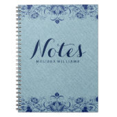 Light Blue Linen & Navy Blue lace Notitieboek (Voorkant)