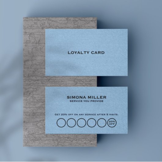 Light Blue Linen Texture Loyalty Card Visitekaartje