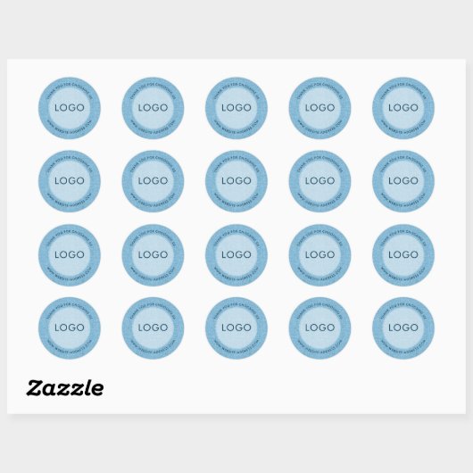 Light blue linen texture personalized text ronde sticker (Vel)