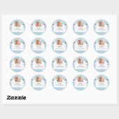 Light Blue Little Shining Star Photo Baby shower Ronde Sticker (Vel)