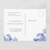 Light Blue Lotus Floral Chinoiserie Save the Date Briefkaart (Achterkant)