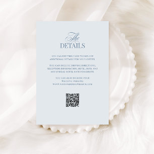 Light Blue Luxe QR-code trouwgastdetails Informatiekaartje