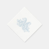 Light Blue "M" Monogram Cocktail Napkins Servet (Hoek)