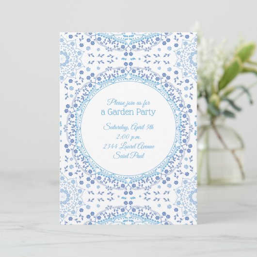 Light Blue Mandala Floral Kaart (Staand voorkant)