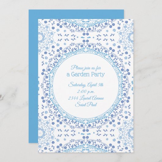 Light Blue Mandala Floral Kaart (Voorkant / Achterkant)