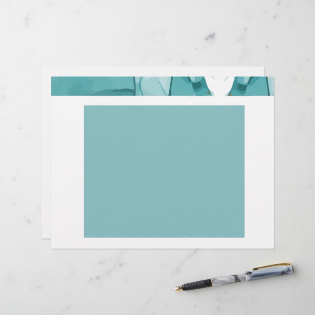 Light Blue Marble Elegant Modern Pattern Briefhoofd (Voorkant / Achterkant in situ)