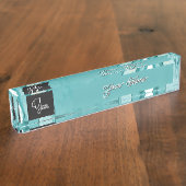 Light Blue Marble Elegant Modern Pattern Naambordje (Zijkant)