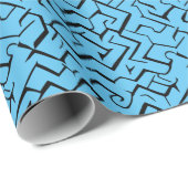 Light Blue Meander Patroon | Moderne Maze Cadeaupapier (Rol Hoek)