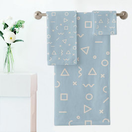 Light Blue Memphis Pattern Towel Bad Handdoek
