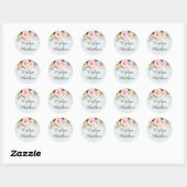Light Blue met Blush Pink Floral Bouquet Weddensch Ronde Sticker (Vel)