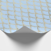 Light Blue Metallic Gold Mermaid Scale Patroon Cadeaupapier (Hoek)