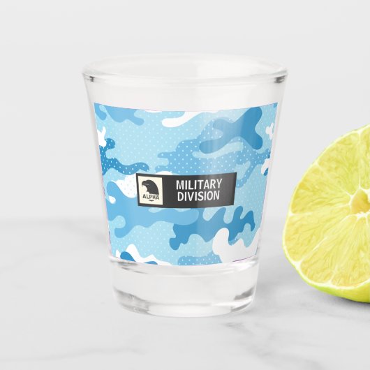 Light Blue Military Camo Shot Glass Glas (Voorkant)