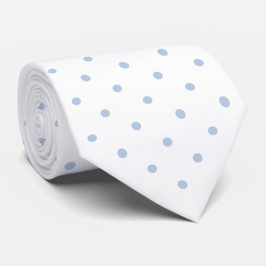 Light Blue Mini Polka Dot Pattern op White Stropdas (Opgerold)