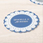 Light Blue Minimalist Paper Wedding Coasters Kartonnen Onderzetters (Gekanteld)