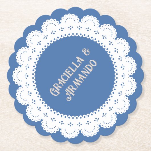 Light Blue Minimalist Paper Wedding Coasters Kartonnen Onderzetters (Voorkant)