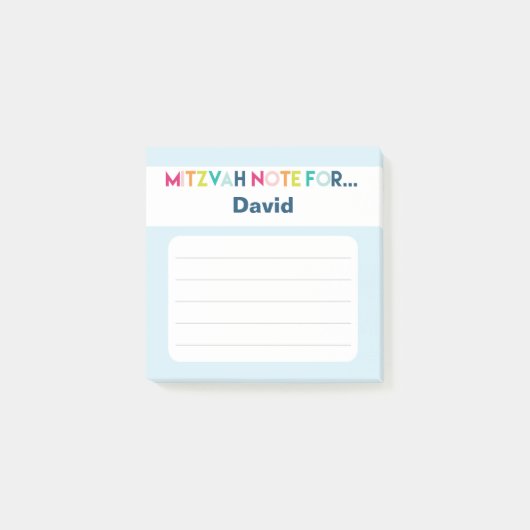 Light Blue Mitzvah Note: 3x3 ticky Pad Post-it® Notes (Voorkant)