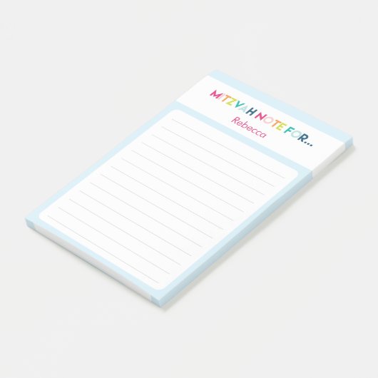 Light Blue Mitzvah Note: 4x6 Sticky Pad Post-it® Notes (Schuin)