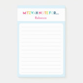 Light Blue Mitzvah Note: 4x6 Sticky Pad Post-it® Notes (Voorkant)