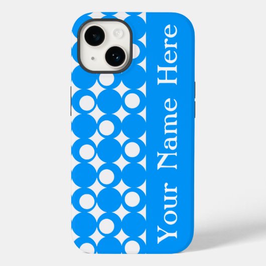 Light Blue Mod Ball-ontwerp met naam Case-Mate iPhone Case (Achterkant)
