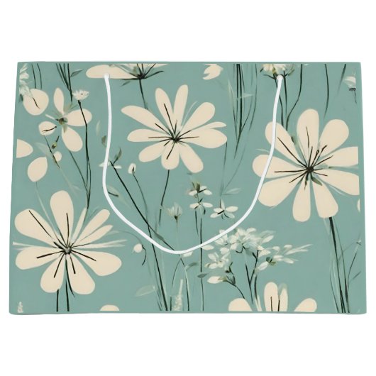 Light Blue Modern Groovy Daisy Flowers Groot Cadeauzakje (Voorkant)