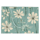 Light Blue Modern Groovy Daisy Flowers Groot Cadeauzakje (Achterkant)