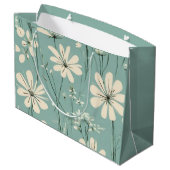 Light Blue Modern Groovy Daisy Flowers Groot Cadeauzakje (Achterkant Gekanteld)