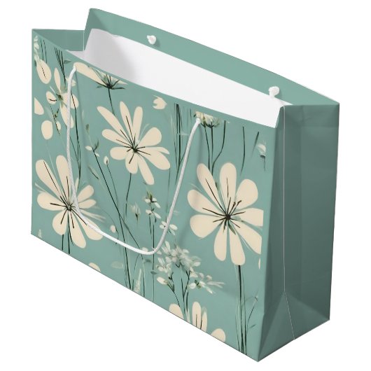 Light Blue Modern Groovy Daisy Flowers Groot Cadeauzakje (Voorkant Gekanteld)