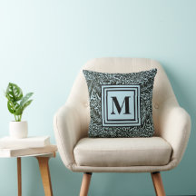 Light Blue Modern Monogram William Morris Pattern