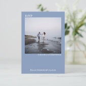 Light Blue Modern Simple Minimalist Photo Wedding RSVP Kaartje (Staand voorkant)