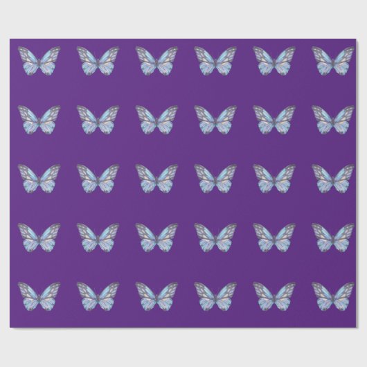 Light Blue Monarch Butterfly Patroon Cadeaupapier (Vlak)