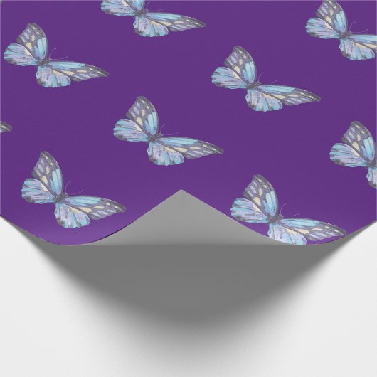 Light Blue Monarch Butterfly Patroon Cadeaupapier (Hoek)