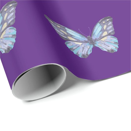 Light Blue Monarch Butterfly Patroon Cadeaupapier (Rol Hoek)