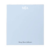 Light Blue Monogram 3 Initialen met drie letters M Notitieblok (Voorkant)