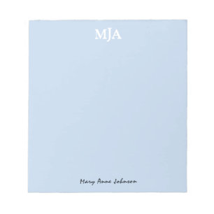 Light Blue Monogram 3 Initialen met drie letters M Notitieblok