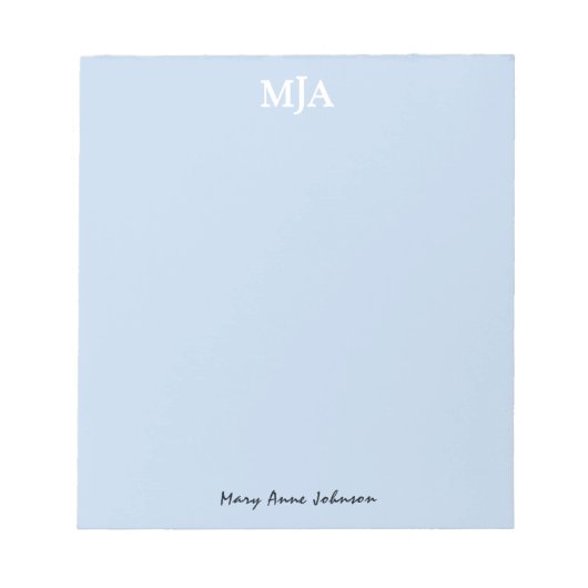Light Blue Monogram 3 Initialen met drie letters M Notitieblok (Voorkant)