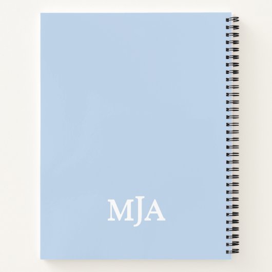Light Blue Monogram 3 Initialen met drie letters M Notitieboek (Achterkant)