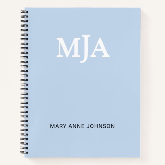 Light Blue Monogram 3 Initialen met drie letters M Notitieboek (Voorkant)