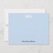 Light Blue Monogram 3 Initialen met drie letters M Notitiekaartje (Voorkant)