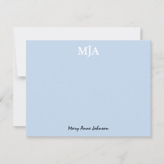 Light Blue Monogram 3 Initialen met drie letters M Notitiekaartje (Voorkant)