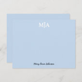 Light Blue Monogram 3 Initialen met drie letters M Notitiekaartje (Voorkant / Achterkant)