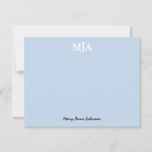 Light Blue Monogram 3 Initialen met drie letters M Notitiekaartje