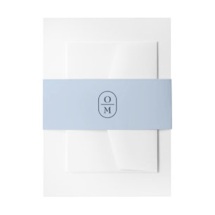 Light Blue Monogram Huwelijksuitnodiging Uitnodigingen Wikkel